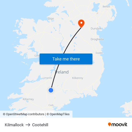 Kilmallock to Cootehill map
