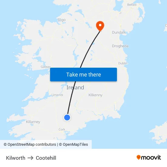Kilworth to Cootehill map