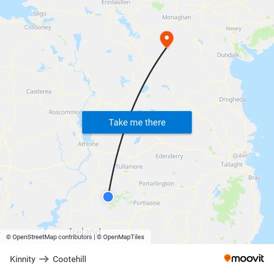 Kinnity to Cootehill map