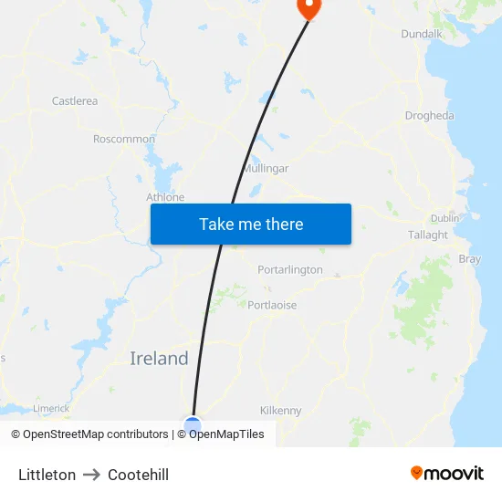 Littleton to Cootehill map