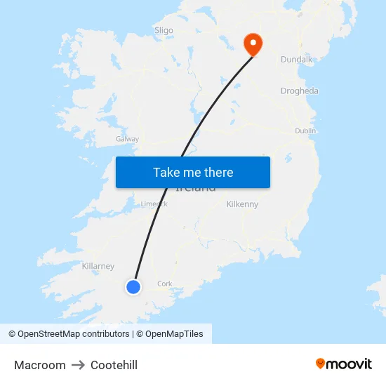 Macroom to Cootehill map