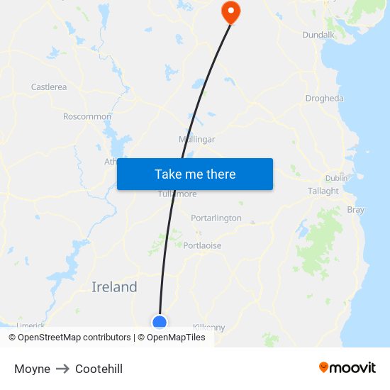 Moyne to Cootehill map