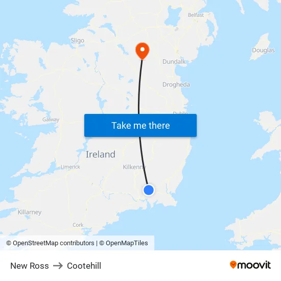 New Ross to Cootehill map