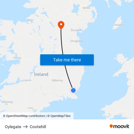 Oylegate to Cootehill map