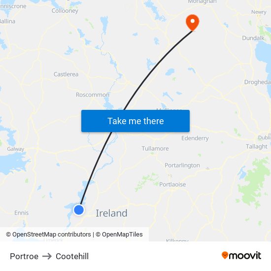 Portroe to Cootehill map