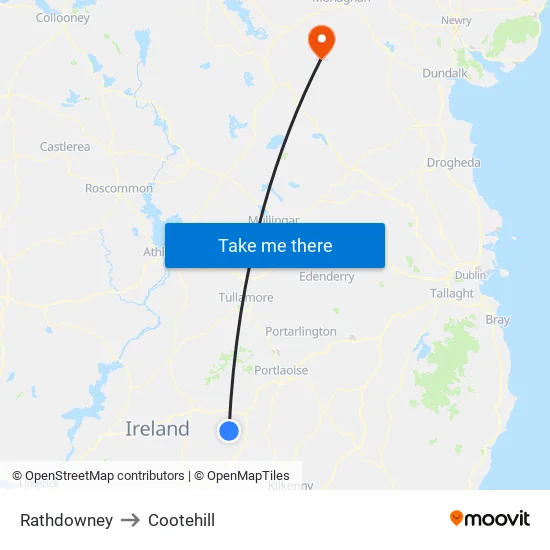 Rathdowney to Cootehill map