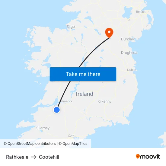 Rathkeale to Cootehill map