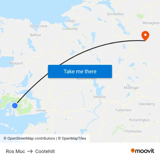 Ros Muc to Cootehill map