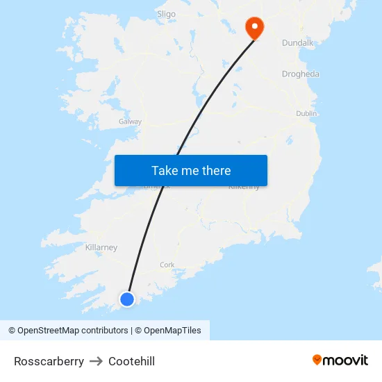 Rosscarberry to Cootehill map