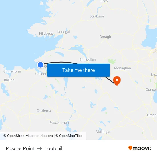 Rosses Point to Cootehill map