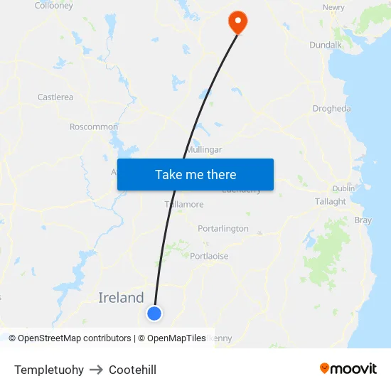 Templetuohy to Cootehill map
