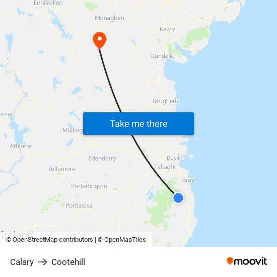 Calary to Cootehill map