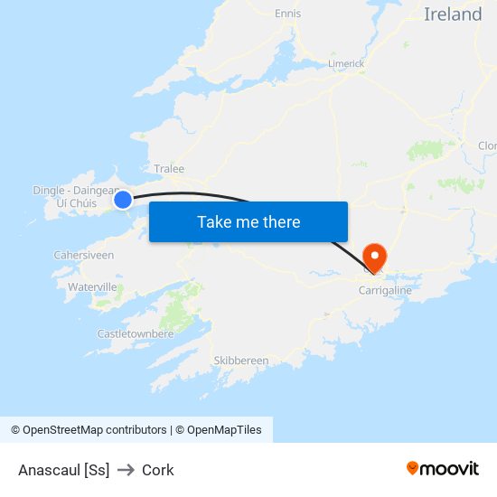 Anascaul [Ss] to Cork map