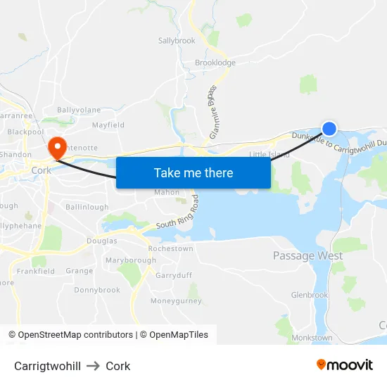 Carrigtwohill to Cork map