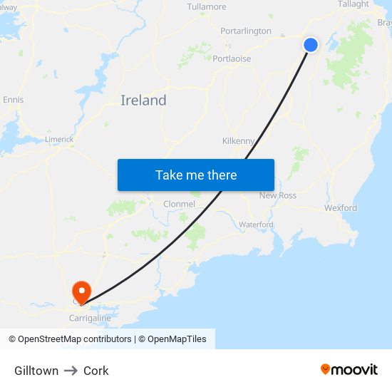 Gilltown to Cork map