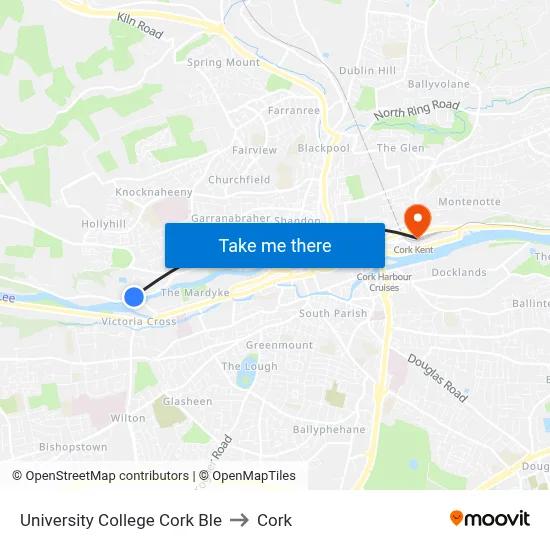 University College Cork Ble to Cork map