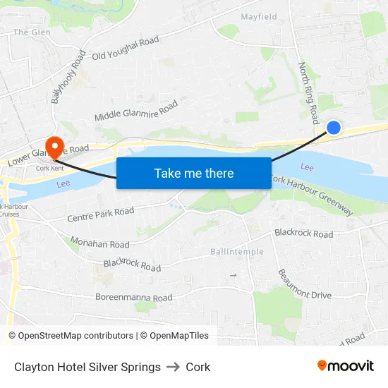 Clayton Hotel Silver Springs to Cork map