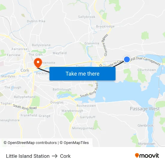 Little Island Station to Cork map