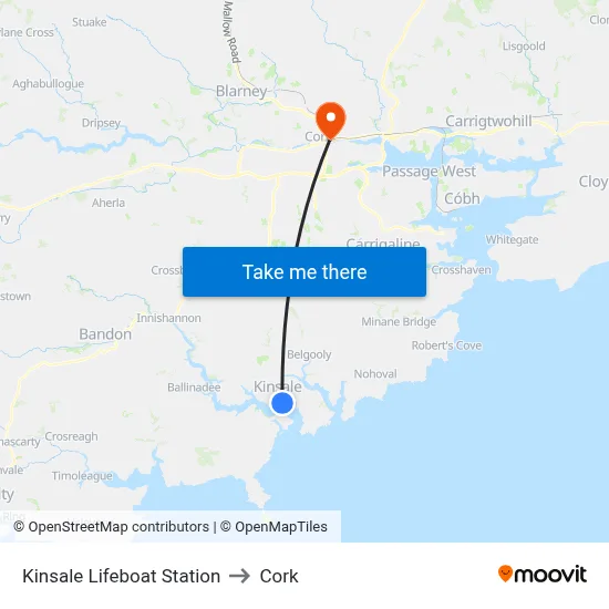 Kinsale Lifeboat Station to Cork map