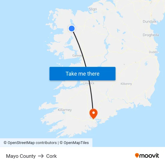 Mayo County to Cork map