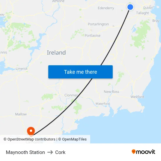 Maynooth Station to Cork map