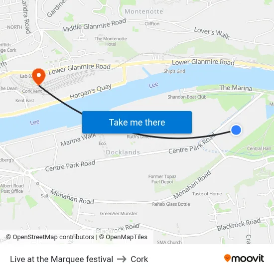 Live at the Marquee festival to Cork map