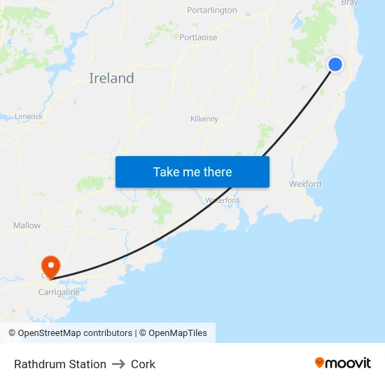 Rathdrum Station to Cork map