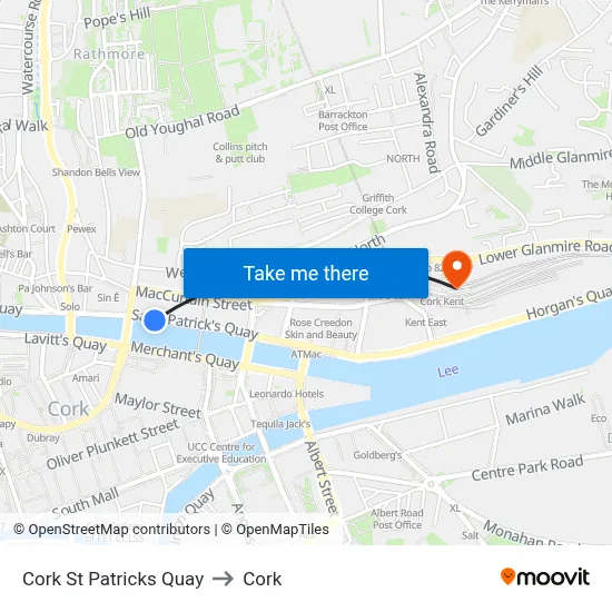 Cork St Patricks Quay to Cork map
