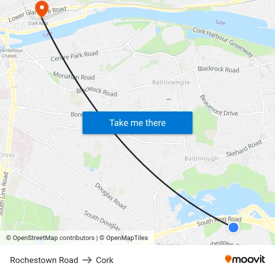 Rochestown Road to Cork map