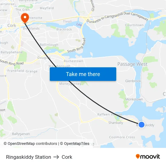 Ringaskiddy Station to Cork map