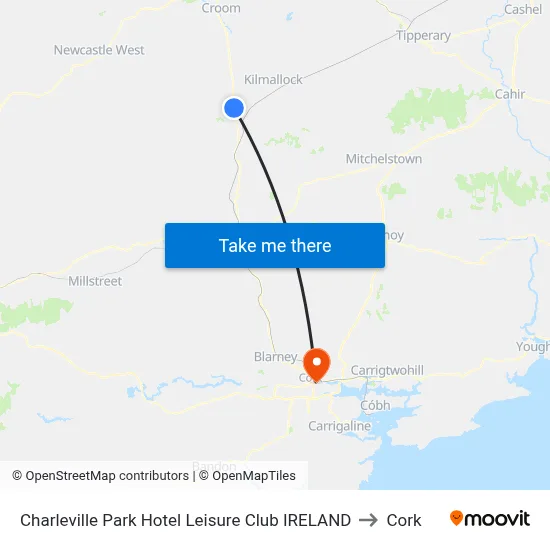 Charleville Park Hotel Leisure Club IRELAND to Cork map