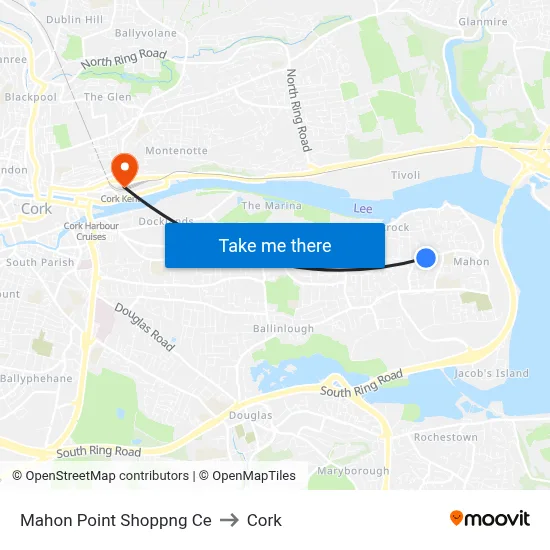 Mahon Point Shoppng Ce to Cork map