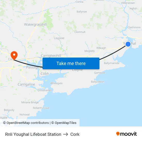 Rnli Youghal Lifeboat Station to Cork map