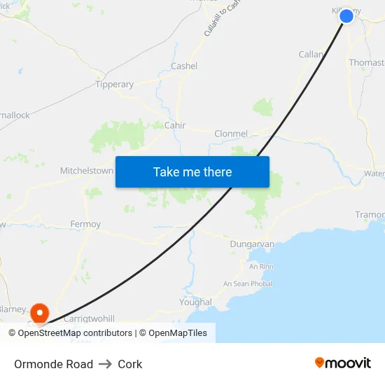 Ormonde Road to Cork map