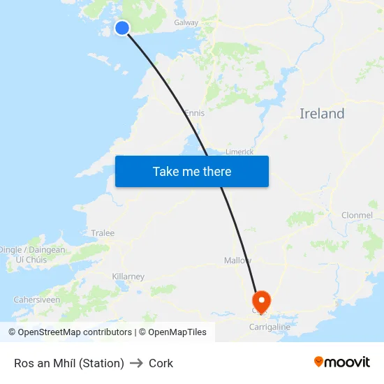 Ros an Mhíl (Station) to Cork map