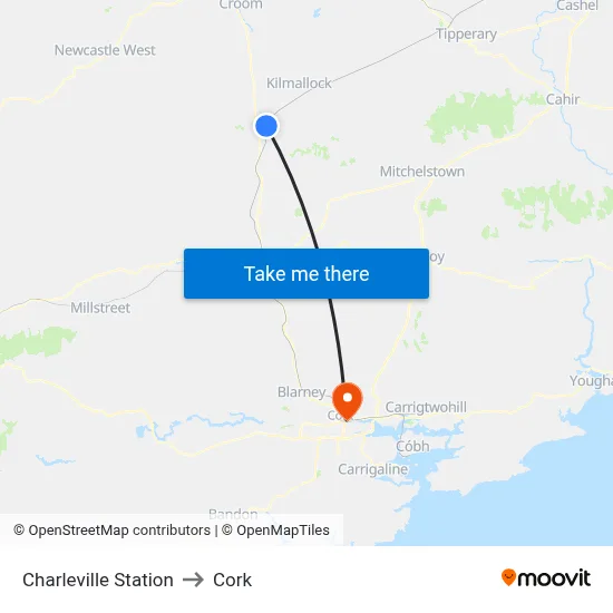 Charleville Station to Cork map