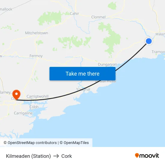 Kilmeaden (Station) to Cork map