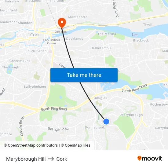Maryborough Hill to Cork map