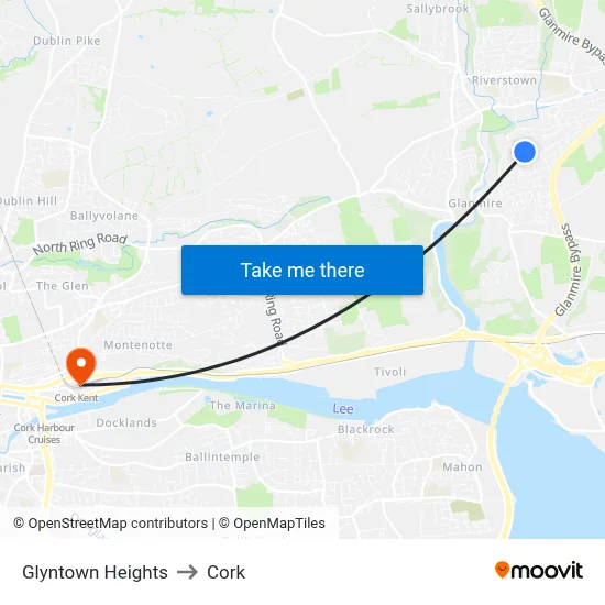 Glyntown Heights to Cork map
