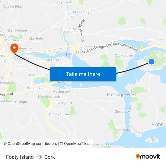 Foaty Island to Cork map