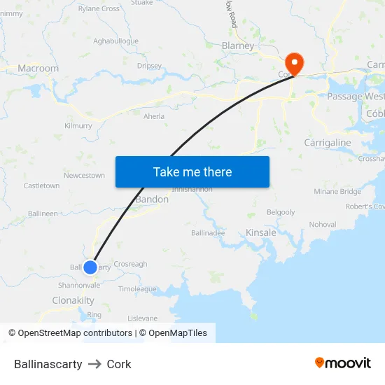 Ballinascarty to Cork map