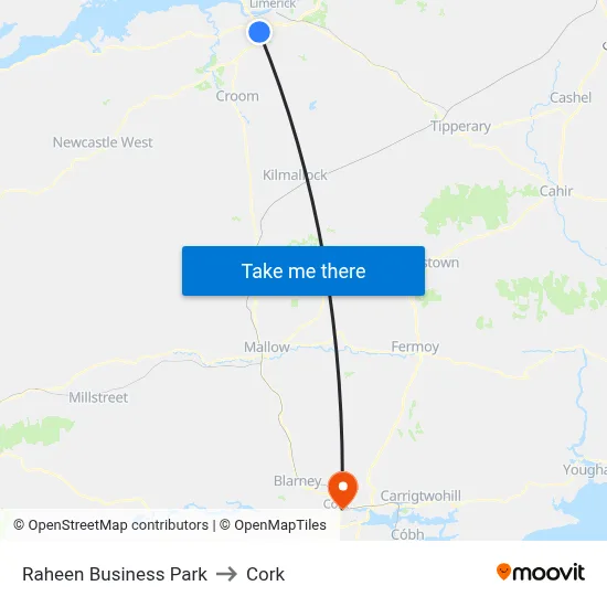Raheen Business Park to Cork map