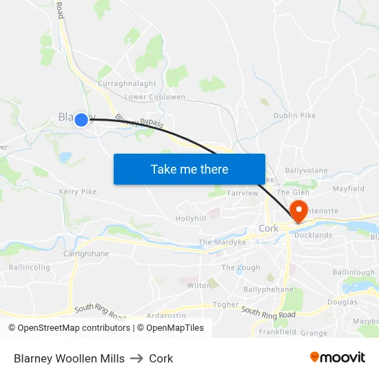 Blarney Woollen Mills to Cork map