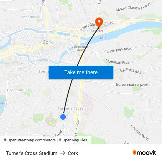 Turner's Cross Stadium to Cork map