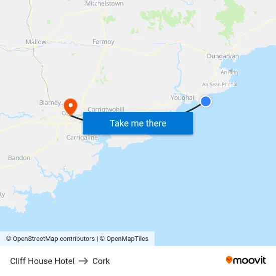 Cliff House Hotel to Cork map