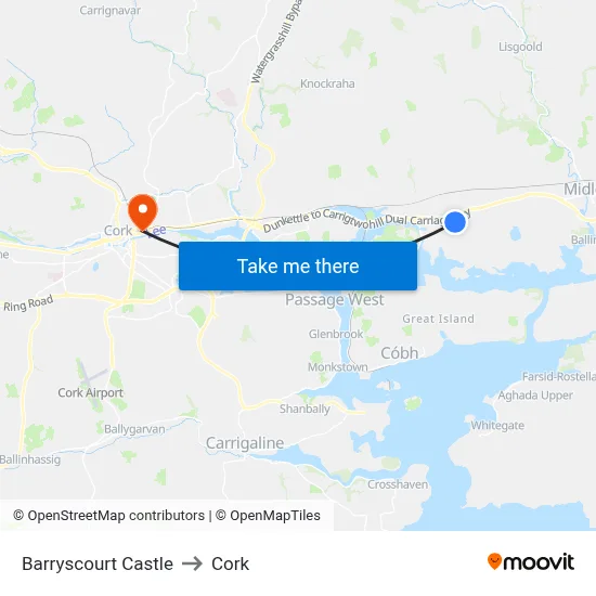 Barryscourt Castle to Cork map
