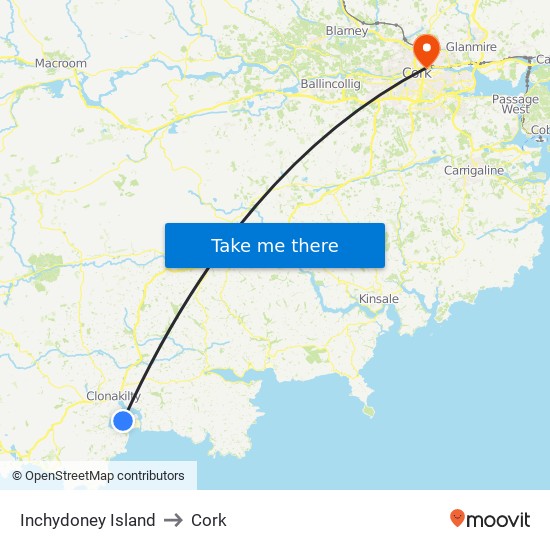 Inchydoney Island to Cork map