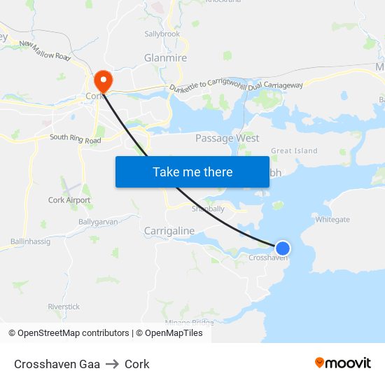 Crosshaven Gaa to Cork map