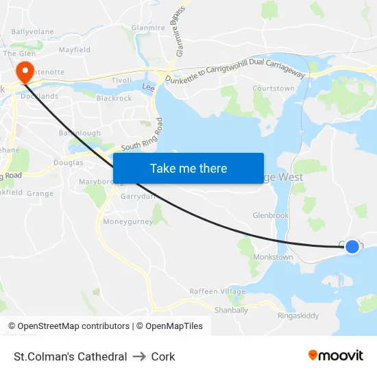 St.Colman's Cathedral to Cork map