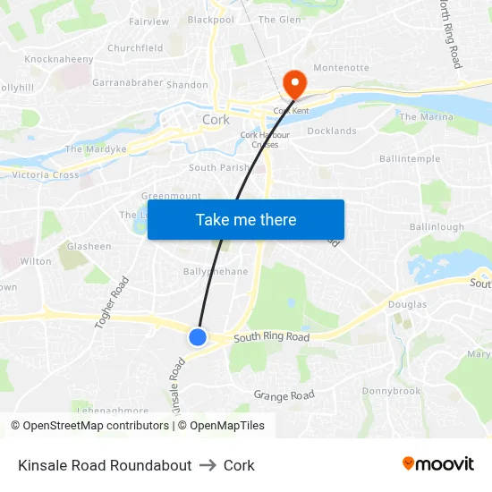 Kinsale Road Roundabout to Cork map